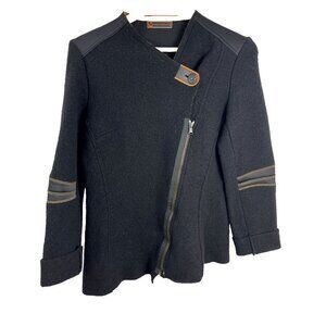 Cop Copine Boiled Wool Black Artsy Asymmetrical Jacket Womens Size XS